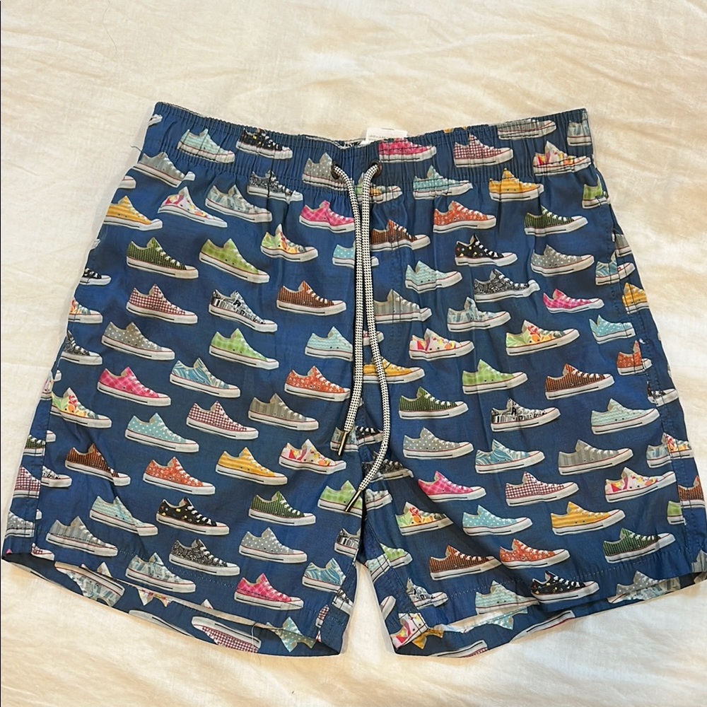 Men's Blue Sneaker Print Swim Shorts